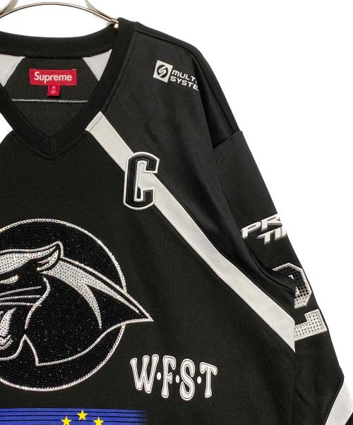 SUPREME（シュプリーム）SUPREME (シュプリーム) Rhinestone Hockey Jersey ブラック サイズ:Mの古着・服飾アイテム