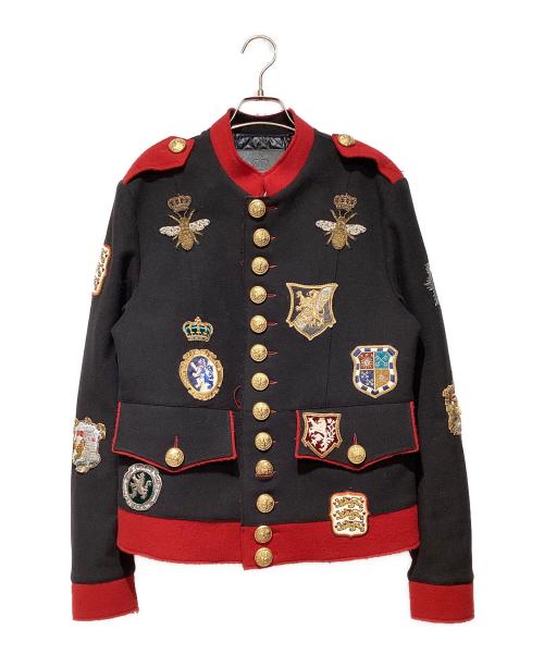 DOLCE & GABBANA（ドルチェ＆ガッバーナ）DOLCE & GABBANA Royal Military Uniform Jacket with Embroidered Coat（ロイヤルミリタリーユニフォームジャケットウィズエンブロイダリーコート） ブラック×レッド サイズ:48の古着・服飾アイテム