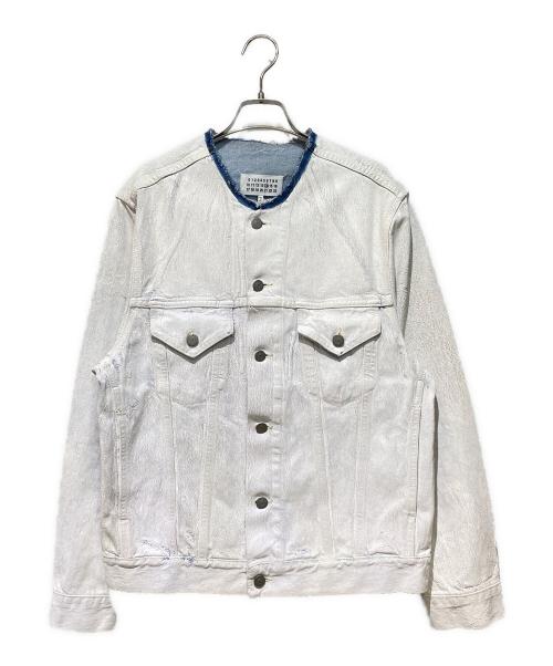 Maison Margiela（メゾンマルジェラ）Maison Margiela (メゾンマルジェラ) ペンキ コーティング デニムジャケット ホワイト×ブルー サイズ:46の古着・服飾アイテム