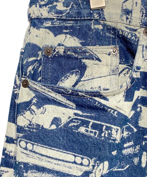 SUPREME（シュプリーム）SUPREME (シュプリーム) Hysteric Glamour (ヒステリックグラマー) CARS BAGGY JEANS ホワイト×ブルー サイズ:34の古着・服飾アイテム