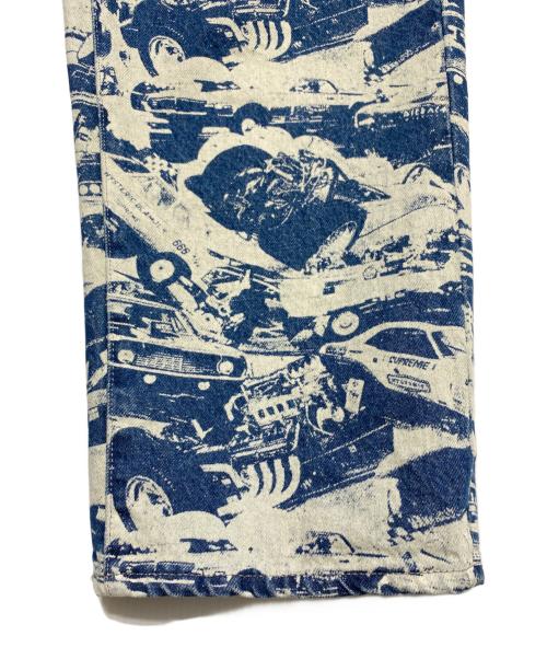 SUPREME（シュプリーム）SUPREME (シュプリーム) Hysteric Glamour (ヒステリックグラマー) CARS BAGGY JEANS ホワイト×ブルー サイズ:34の古着・服飾アイテム