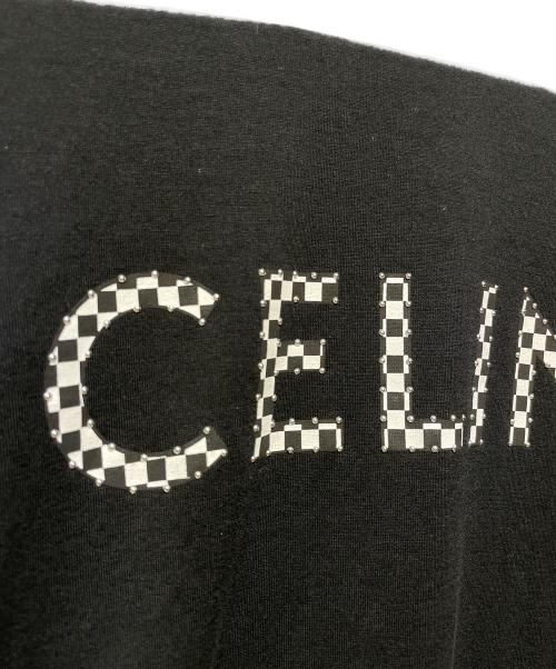 CELINE（セリーヌ）CELINE (セリーヌ) スタッズロゴルーズTシャツ ブラック×ホワイト サイズ:XLの古着・服飾アイテム