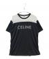 CELINE（セリーヌ）の古着「スタッズロゴルーズTシャツ」｜ブラック×ホワイト