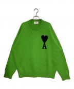 AMI Alexandre Mattiussiアミアレクサンドルマテュッシ）の古着「ハートロゴクルーネックニット」｜黄緑