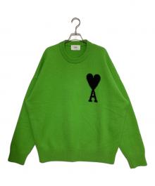 AMI Alexandre Mattiussi（アミアレクサンドルマテュッシ）の古着「ハートロゴクルーネックニット」｜黄緑