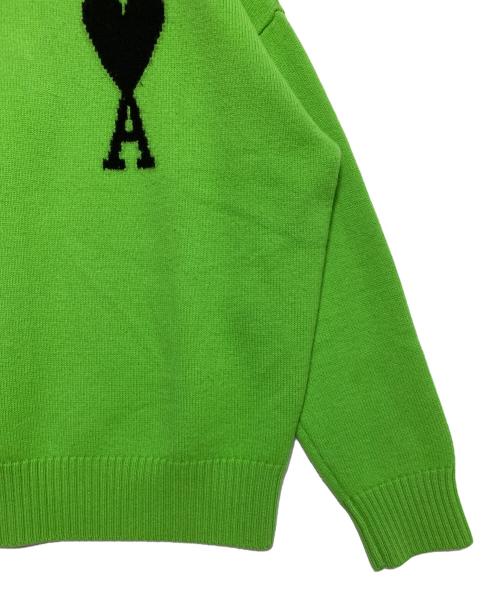AMI Alexandre Mattiussi（アミアレクサンドルマテュッシ）AMI Alexandre Mattiussi (アミアレクサンドルマテュッシ) ハートロゴクルーネックニット 黄緑 サイズ:Lの古着・服飾アイテム
