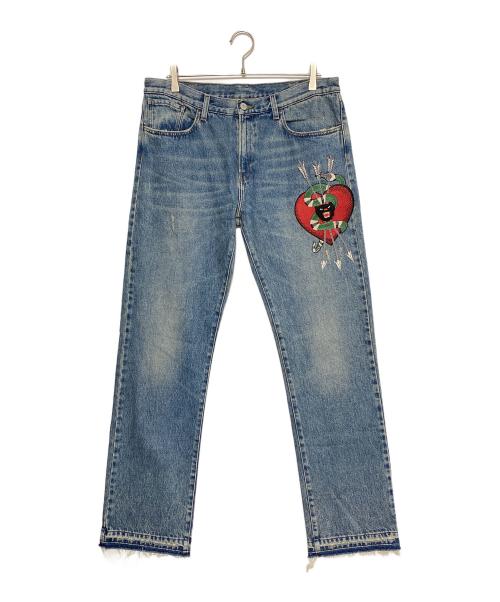 GUCCI（グッチ）GUCCI (グッチ) エンブロイダリーデニムパンツ インディゴ サイズ:36の古着・服飾アイテム