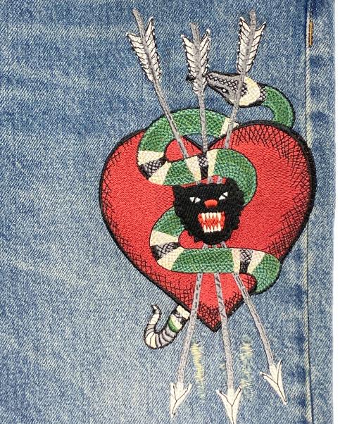 GUCCI（グッチ）GUCCI (グッチ) エンブロイダリーデニムパンツ インディゴ サイズ:36の古着・服飾アイテム