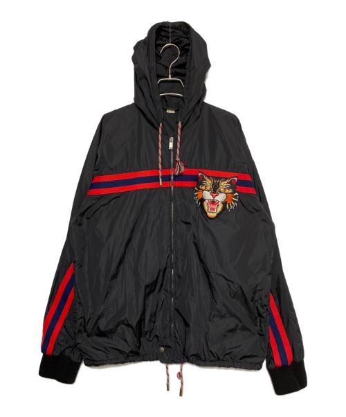 GUCCI（グッチ）GUCCI (グッチ) アングリーキャットアップリケウインドブレーカー ブラック サイズ:54の古着・服飾アイテム