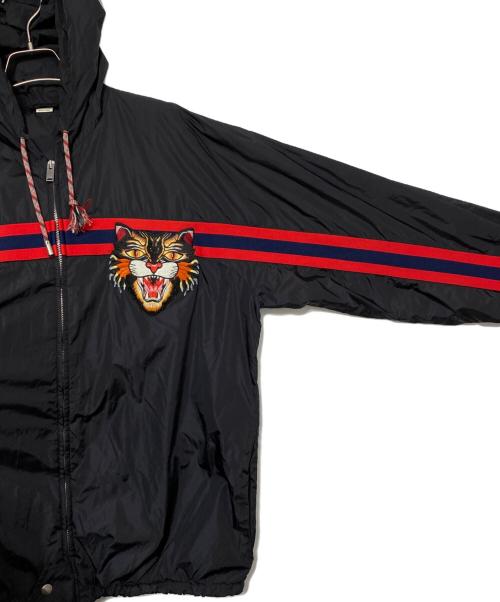 GUCCI（グッチ）GUCCI (グッチ) アングリーキャットアップリケウインドブレーカー ブラック サイズ:54の古着・服飾アイテム