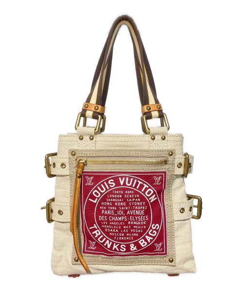 LOUIS VUITTON（ルイ ヴィトン）LOUIS VUITTON (ルイ ヴィトン) グローブショッパーPM クルーズキャンバス ホワイト×レッドの古着・服飾アイテム