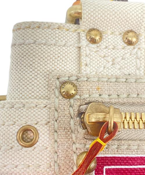 LOUIS VUITTON（ルイ ヴィトン）LOUIS VUITTON (ルイ ヴィトン) グローブショッパーPM クルーズキャンバス ホワイト×レッドの古着・服飾アイテム