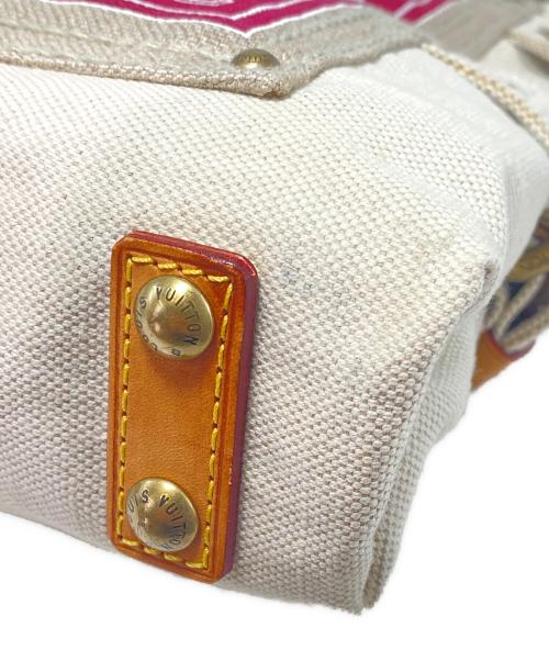 LOUIS VUITTON（ルイ ヴィトン）LOUIS VUITTON (ルイ ヴィトン) グローブショッパーPM クルーズキャンバス ホワイト×レッドの古着・服飾アイテム