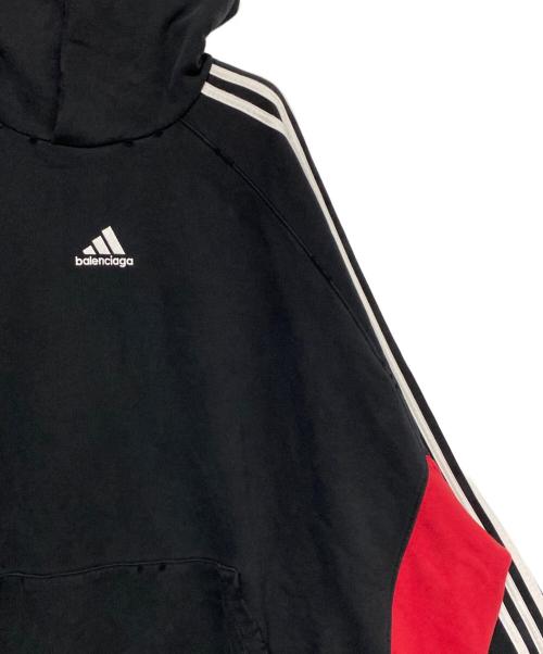 BALENCIAGA（バレンシアガ）BALENCIAGA (バレンシアガ) adidas (アディダス) Hoodie Large Fit ブラック×レッド サイズ:5の古着・服飾アイテム