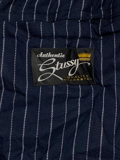 stussy（ステューシー）stussy (ステューシー) BEACH PANT WRINKLED STRIPE ネイビー サイズ:Sの古着・服飾アイテム