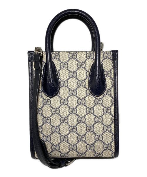 GUCCI（グッチ）GUCCI (グッチ) ミニトートバッグ ネイビー×ベージュ サイズ:-の古着・服飾アイテム