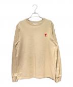 AMIPARISアミパリス）の古着「ハートロゴ入り長袖Tシャツ」｜ベージュ