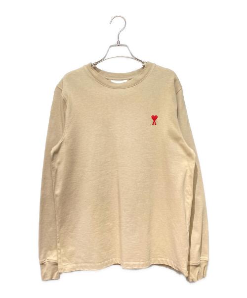 AMIPARIS（アミパリス）AMIPARIS (アミパリス) ハートロゴ入り長袖Tシャツ ベージュ サイズ:Sの古着・服飾アイテム