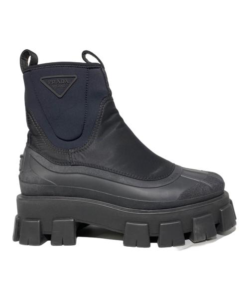 PRADA（プラダ）PRADA (プラダ) モノリスRe-Nylonギャバジンブーツ ブラック サイズ:8 1/2の古着・服飾アイテム