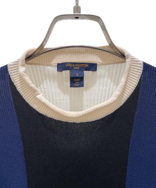 LOUIS VUITTON（ルイ ヴィトン）LOUIS VUITTON (ルイ ヴィトン) LVロゴ切替タイトニット ネイビー×ブラック サイズ:Sの古着・服飾アイテム