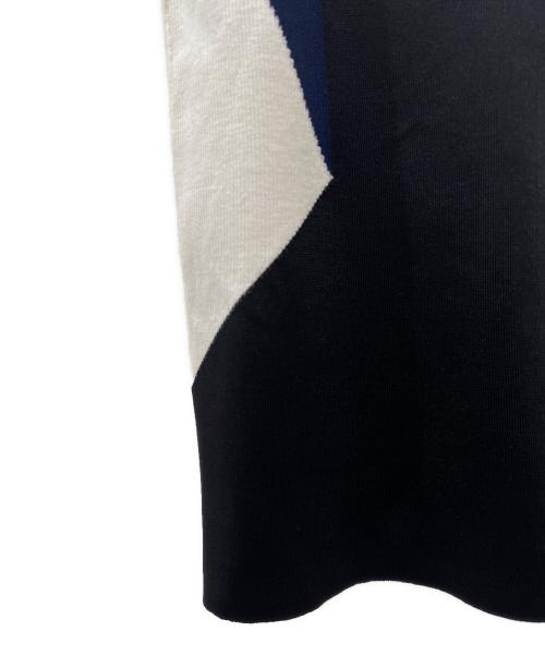 LOUIS VUITTON（ルイ ヴィトン）LOUIS VUITTON (ルイ ヴィトン) LVロゴ切替タイトニット ネイビー×ブラック サイズ:Sの古着・服飾アイテム