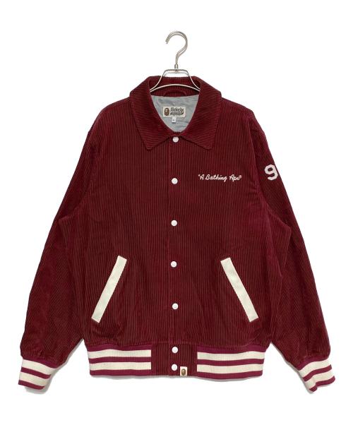 A BATHING APE（ア ベイシング エイプ）A BATHING APE (ア ベイシング エイプ) コーデュロイバーシティジャケット バーガンディー サイズ:XLの古着・服飾アイテム