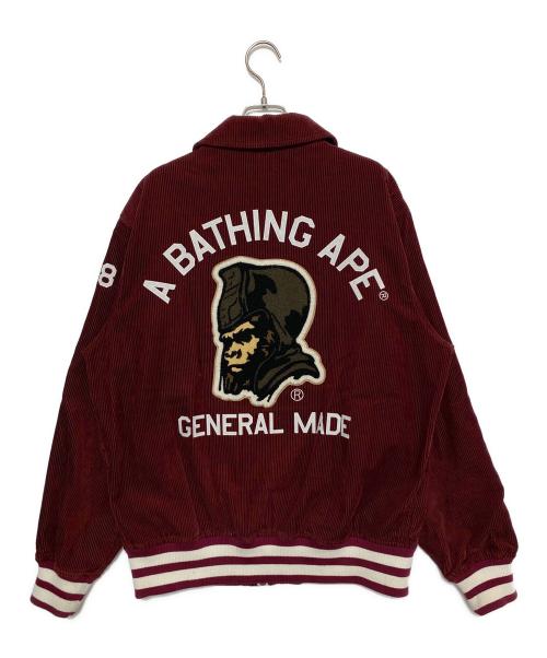 A BATHING APE（ア ベイシング エイプ）A BATHING APE (ア ベイシング エイプ) コーデュロイバーシティジャケット バーガンディー サイズ:XLの古着・服飾アイテム
