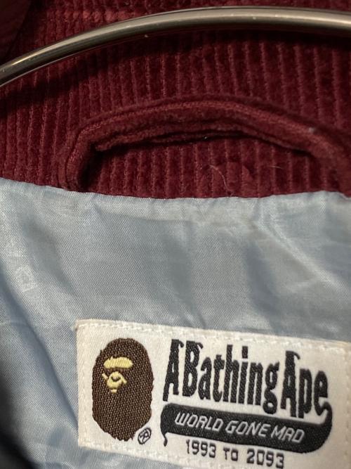 A BATHING APE（ア ベイシング エイプ）A BATHING APE (ア ベイシング エイプ) コーデュロイバーシティジャケット バーガンディー サイズ:XLの古着・服飾アイテム