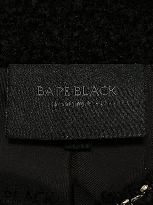 A BATHING APE（ア ベイシング エイプ）A BATHING APE (ア ベイシング エイプ) COLLARLESS TWEED JACKET ブラック サイズ:Lの古着・服飾アイテム