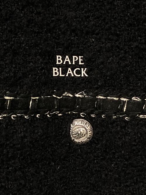 A BATHING APE（ア ベイシング エイプ）A BATHING APE (ア ベイシング エイプ) COLLARLESS TWEED JACKET ブラック サイズ:Lの古着・服飾アイテム