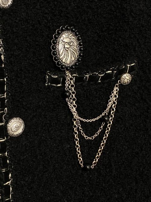 A BATHING APE（ア ベイシング エイプ）A BATHING APE (ア ベイシング エイプ) COLLARLESS TWEED JACKET ブラック サイズ:Lの古着・服飾アイテム