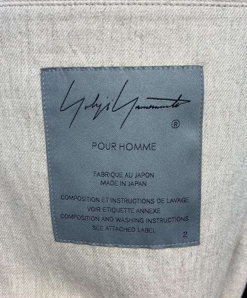 Yohji Yamamoto pour homme（ヨウジヤマモト プールオム）Yohji Yamamoto pour homme (ヨウジヤマモト プールオム) 4ポケット大見返しJ / パッチワーク リネンジャケット ホワイト×ブラウン サイズ:2の古着・服飾アイテム