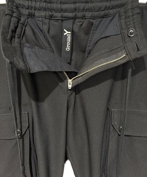 GROUND Y（グラウンドワイ）GROUND Y (グラウンドワイ) Jersey Twill Military Cargo Pants ブラック サイズ:3の古着・服飾アイテム