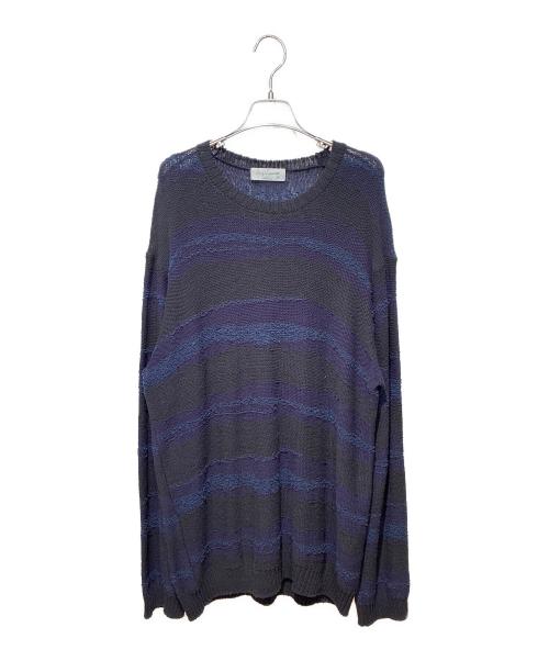 Yohji Yamamoto pour homme（ヨウジヤマモト プールオム）Yohji Yamamoto pour homme (ヨウジヤマモト プールオム) 5G BORDER COLOR-BLOCKED ROUND NECK ブラック×ネイビー サイズ:3の古着・服飾アイテム