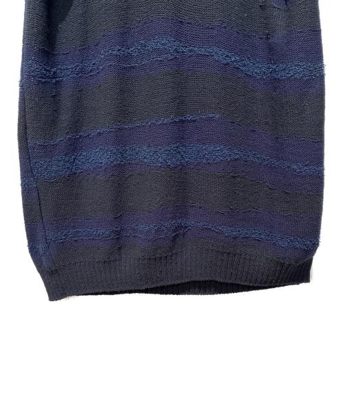 Yohji Yamamoto pour homme（ヨウジヤマモト プールオム）Yohji Yamamoto pour homme (ヨウジヤマモト プールオム) 5G BORDER COLOR-BLOCKED ROUND NECK ブラック×ネイビー サイズ:3の古着・服飾アイテム