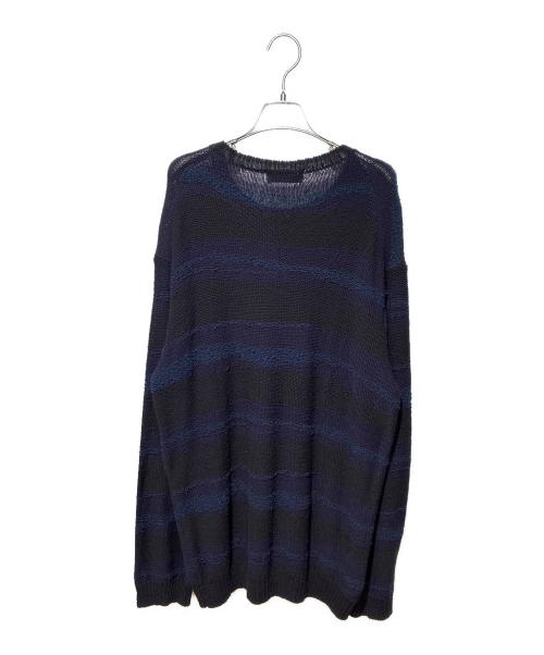 Yohji Yamamoto pour homme（ヨウジヤマモト プールオム）Yohji Yamamoto pour homme (ヨウジヤマモト プールオム) 5G BORDER COLOR-BLOCKED ROUND NECK ブラック×ネイビー サイズ:3の古着・服飾アイテム