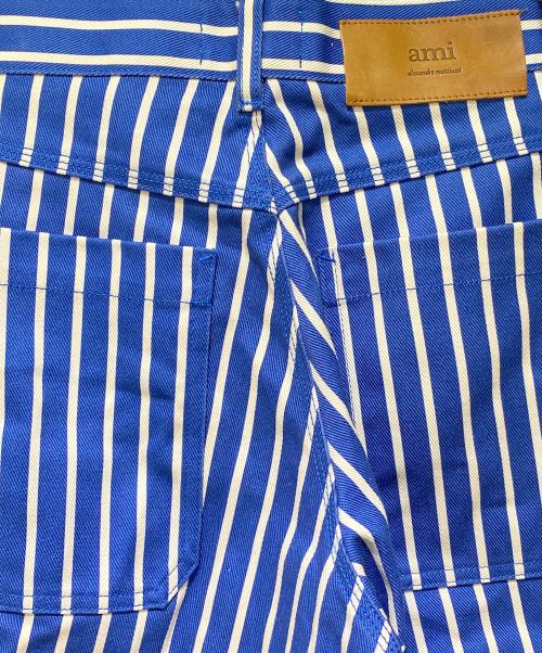 AMIPARIS（アミパリス）AMIPARIS (アミパリス) ストライプショートパンツ ブルー×ホワイト サイズ:26の古着・服飾アイテム