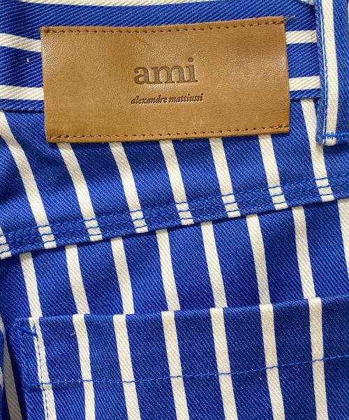 AMIPARIS（アミパリス）AMIPARIS (アミパリス) ストライプショートパンツ ブルー×ホワイト サイズ:26の古着・服飾アイテム