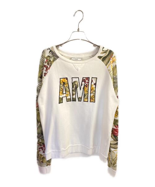 AMIPARIS（アミパリス）AMIPARIS (アミパリス) ボタニカルクルーネックスウェット ホワイト×グリーン サイズ:Ｓの古着・服飾アイテム