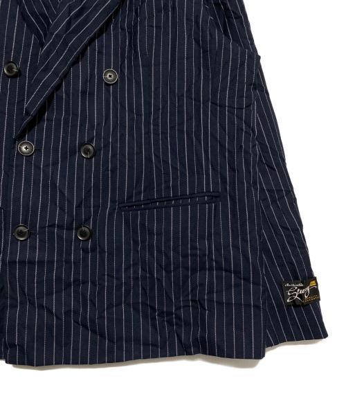 stussy（ステューシー）stussy (ステューシー) DOUBLE-BREASTED BLAZER WRINKLED STRIPE ネイビー サイズ:Sの古着・服飾アイテム
