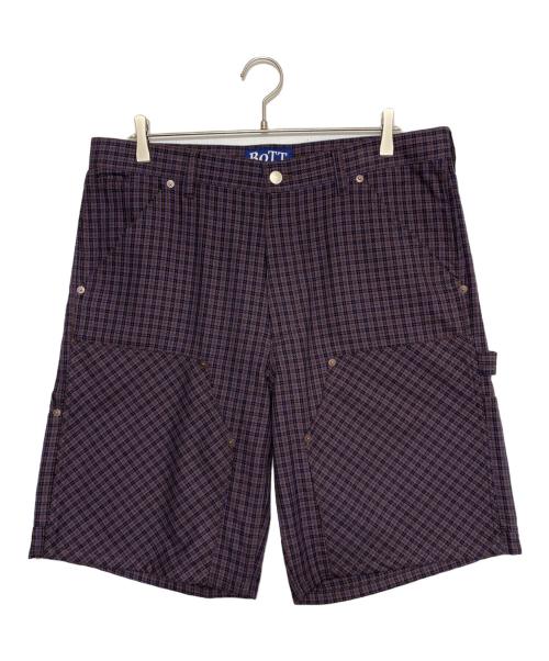BoTT（ボット）BoTT (ボット) Plaid Double Knee Short パープル サイズ:Lの古着・服飾アイテム