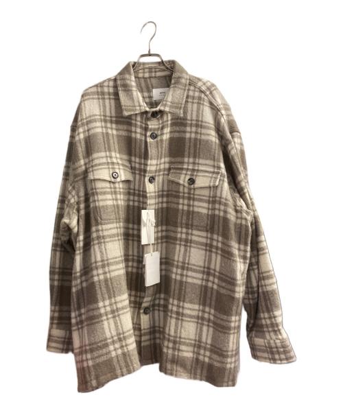 AMIPARIS（アミパリス）AMIPARIS (アミパリス) Ami Maxi Overshirt グレー×アイボリー サイズ:XLの古着・服飾アイテム