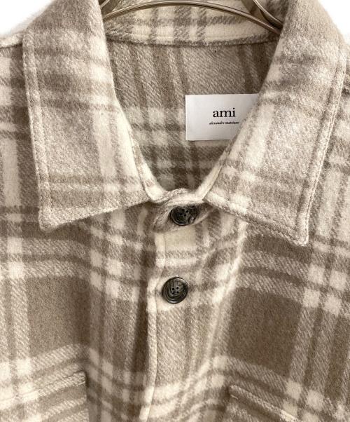 AMIPARIS（アミパリス）AMIPARIS (アミパリス) Ami Maxi Overshirt グレー×アイボリー サイズ:XLの古着・服飾アイテム