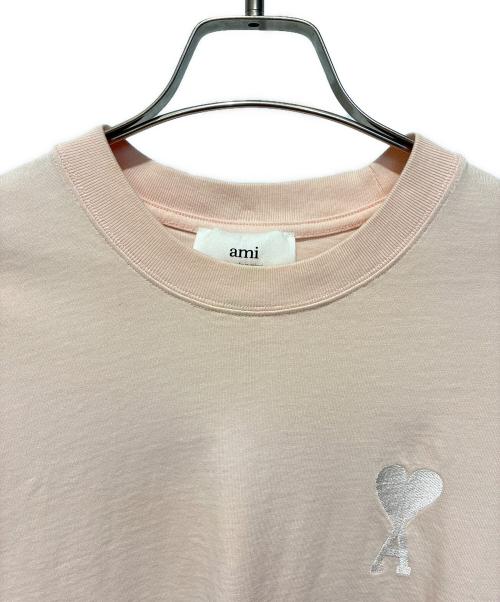 AMI Alexandre Mattiussi（アミアレクサンドルマテュッシ）AMI Alexandre Mattiussi (アミアレクサンドルマテュッシ) ハートロゴ刺繍Tシャツ ライトピンク サイズ:Mの古着・服飾アイテム