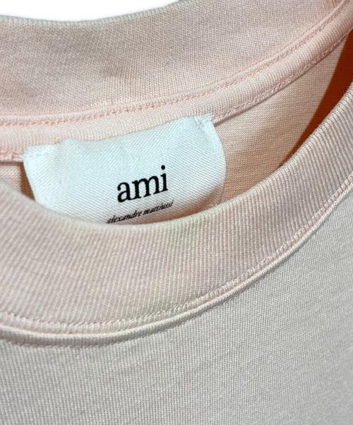 AMI Alexandre Mattiussi（アミアレクサンドルマテュッシ）AMI Alexandre Mattiussi (アミアレクサンドルマテュッシ) ハートロゴ刺繍Tシャツ ライトピンク サイズ:Mの古着・服飾アイテム
