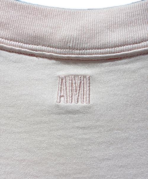 AMI Alexandre Mattiussi（アミアレクサンドルマテュッシ）AMI Alexandre Mattiussi (アミアレクサンドルマテュッシ) ハートロゴ刺繍Tシャツ ライトピンク サイズ:Mの古着・服飾アイテム