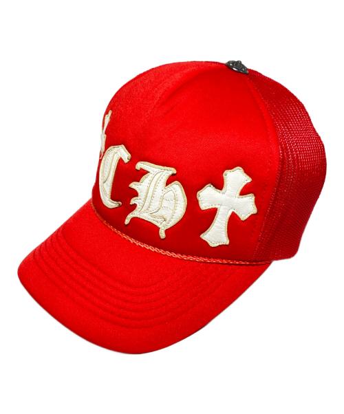 CHROME HEARTS（クロムハーツ）CHROME HEARTS (クロムハーツ) クロスパッチレザーメッシュキャップ レッド サイズ:-の古着・服飾アイテム