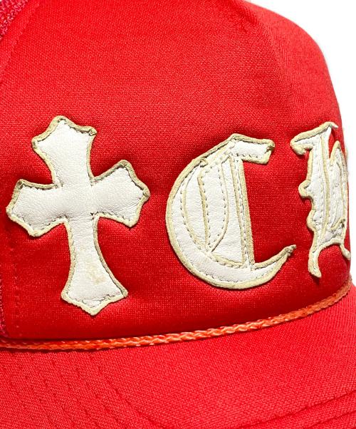 CHROME HEARTS（クロムハーツ）CHROME HEARTS (クロムハーツ) クロスパッチレザーメッシュキャップ レッド サイズ:-の古着・服飾アイテム
