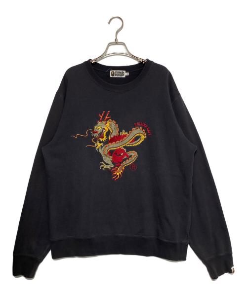 A BATHING APE（ア ベイシング エイプ）A BATHING APE (ア ベイシング エイプ) YEAR OF DRAGON CREWNECK ブラック サイズ:XLの古着・服飾アイテム