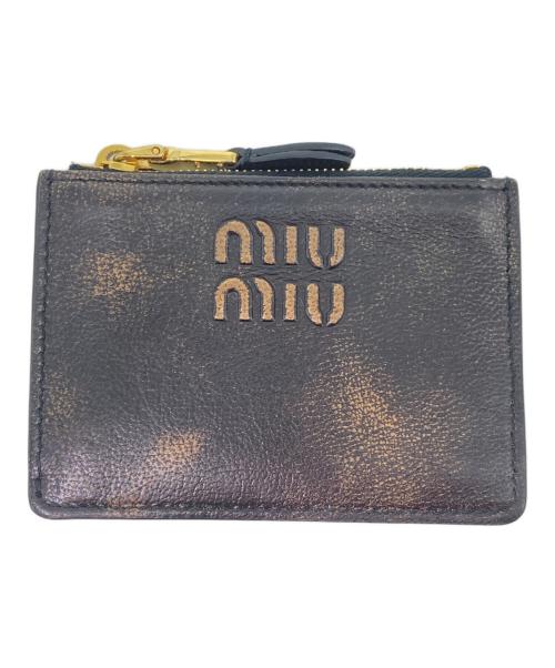 MIU MIU（ミュウミュウ）MIU MIU (ミュウミュウ) ナッパレザーカードケース ブラックの古着・服飾アイテム